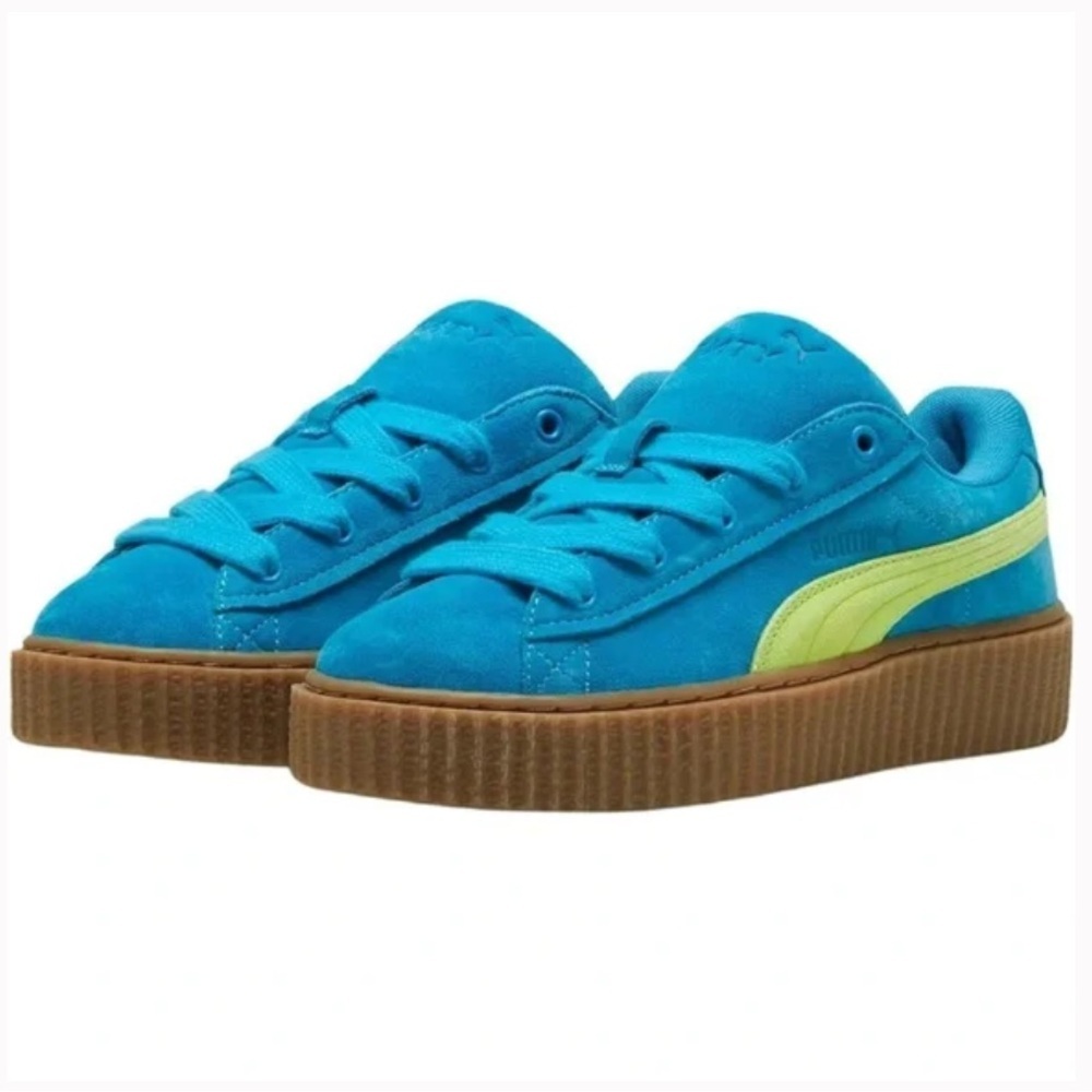 Puma Fenty X Creeper Phatty Speed Blue Lime Gum Suede Sneakers Women Size 7 NWOB